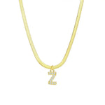 Load image into Gallery viewer, Dainty Diamond Letter Initial Herringbone Necklace
