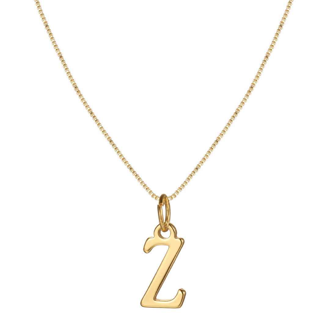 14k Sleek Serif Initial Necklace