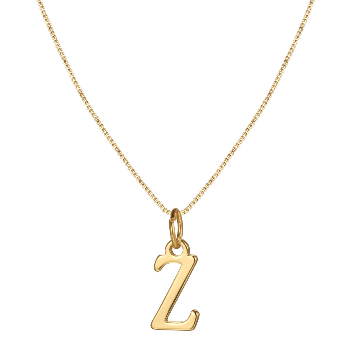 14k Sleek Serif Initial Necklace