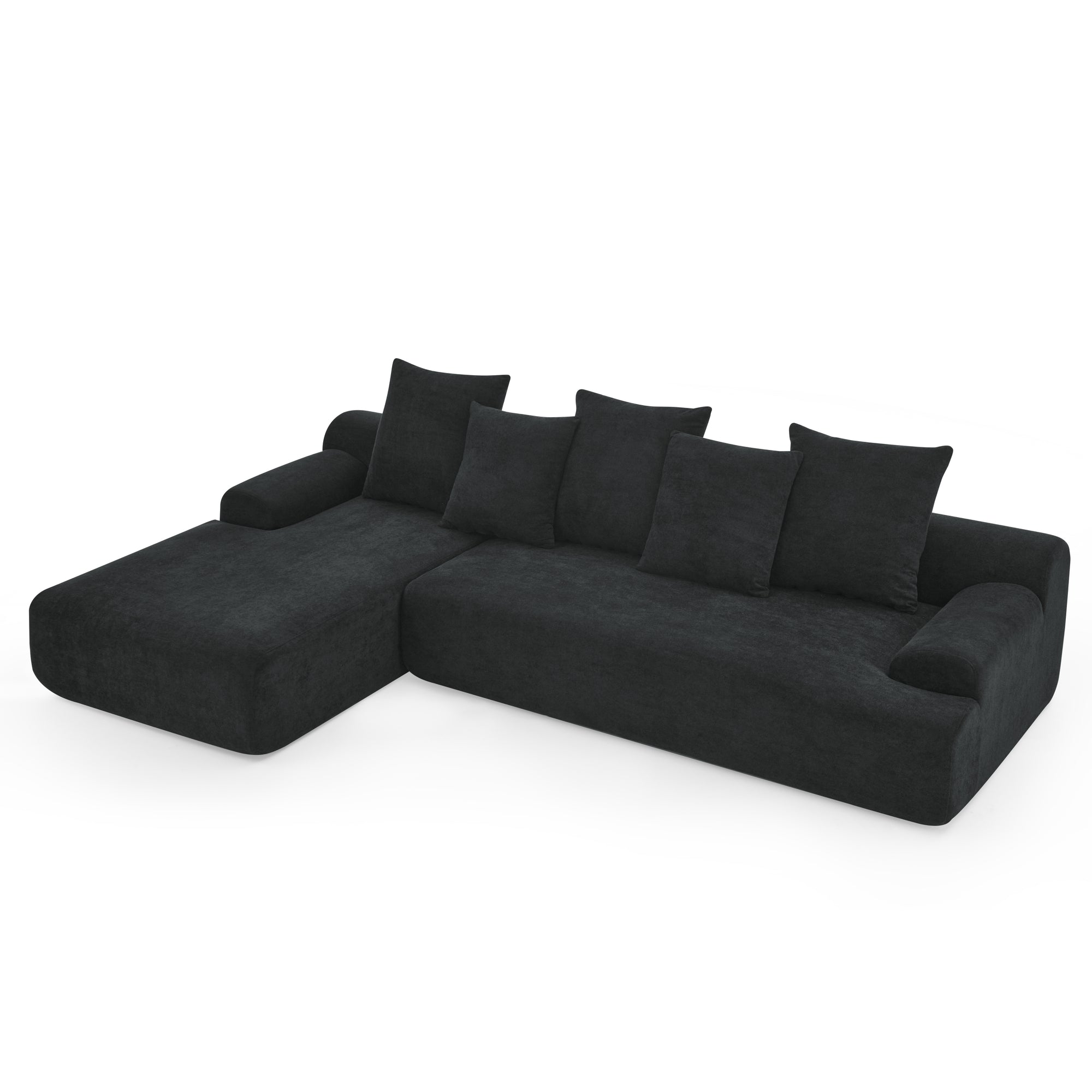 Durban 4-Seat Velvet Modular Sofa in Black