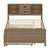 Walnut Finish Full Wooden Bed Frame with Trundle, Drawers, and Storage Headboard