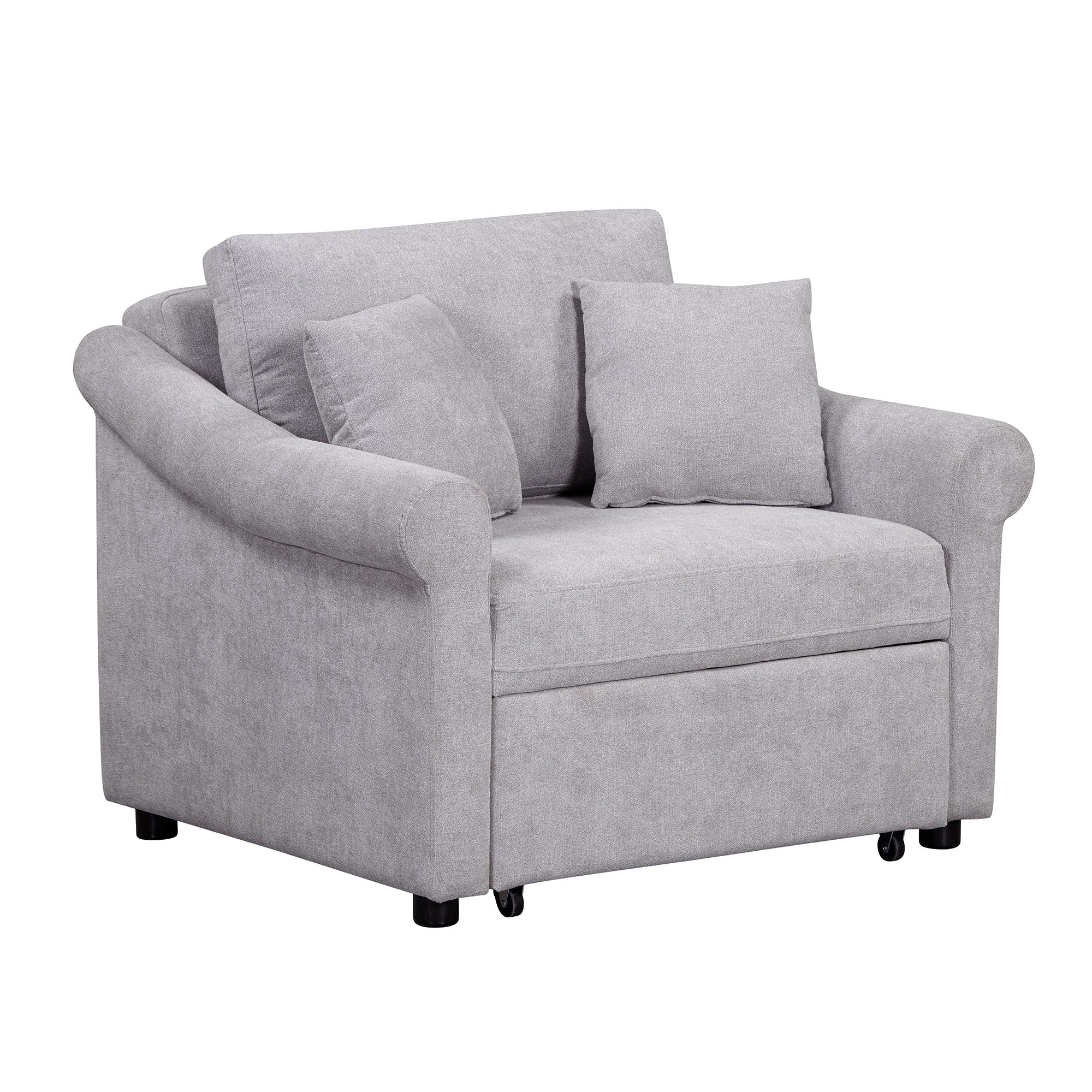 3-in-1 Gray Chenille Sleeper Chair