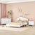 3-Pieces Bedroom Sets Full Size Platform Bed with Nightstand and Storage Dresser for Space Saving in White Pink