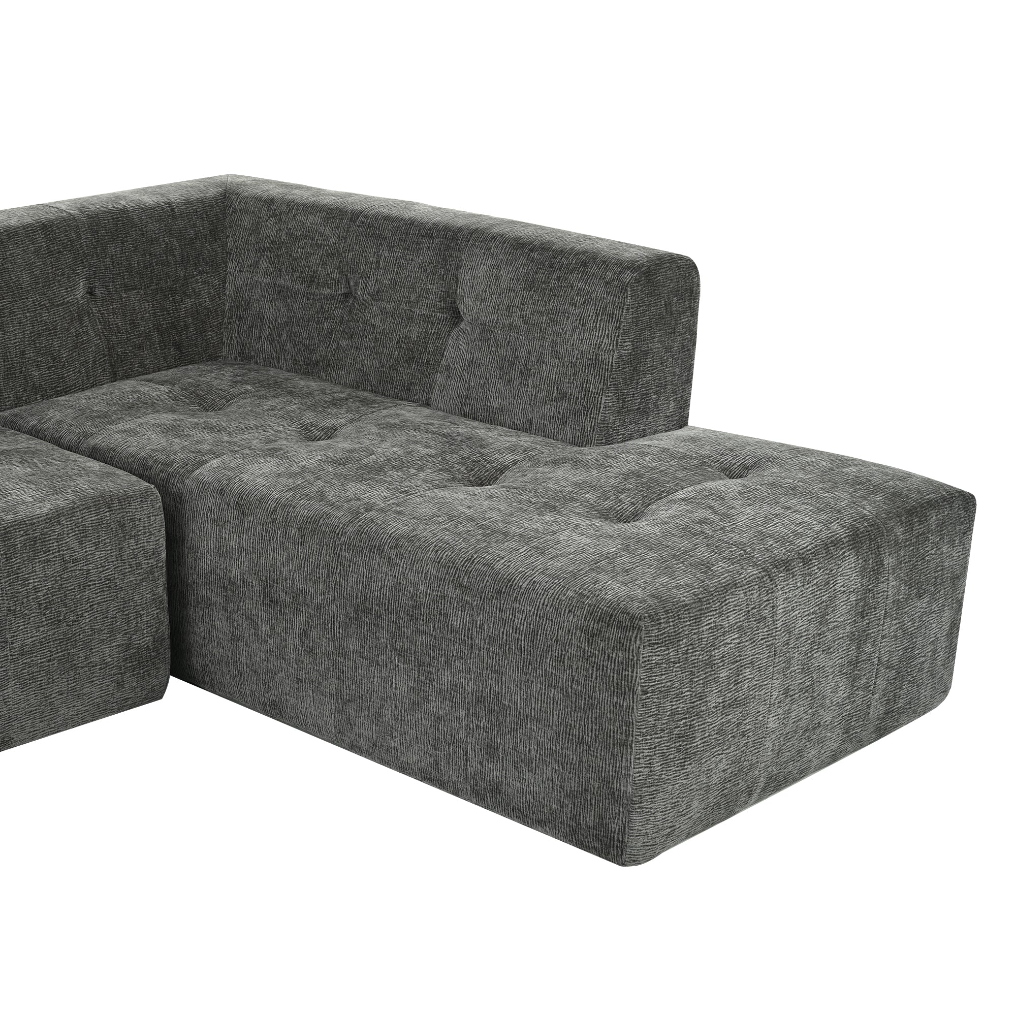 Mombasa 3-Seat Chenille Sofa in Gray