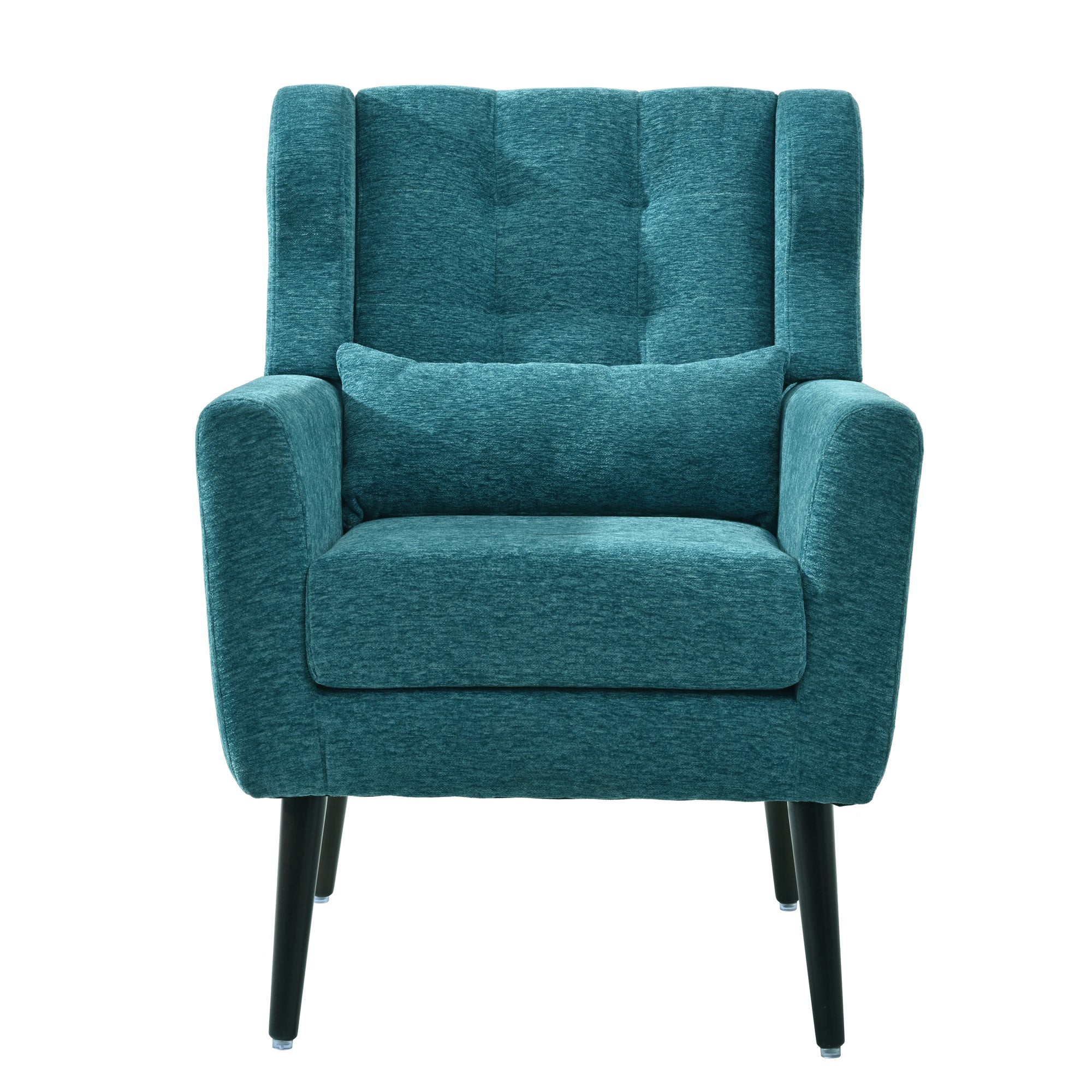 Modern Mid Century Accent Chair In Teal Chenille