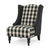 High-Back Fabric Club Chair, Black Checkerboard & Dark Charcoal, 28D x 33W x 38H Inch