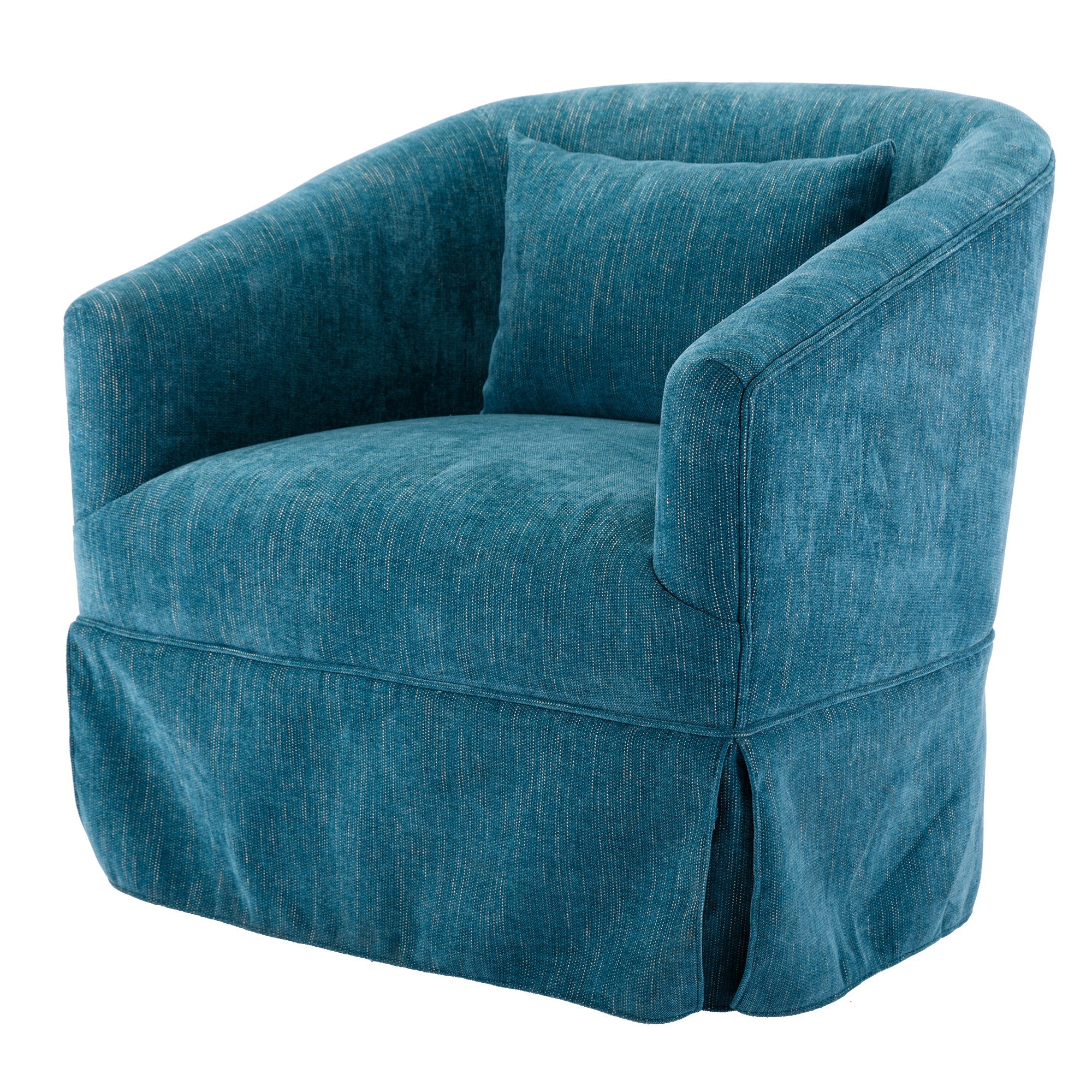 Green Linen Blend Swivel Accent Armchair