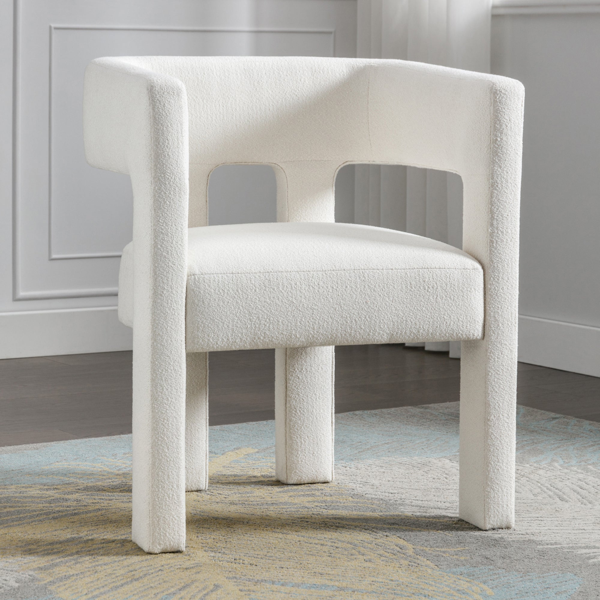 Contemporary Beige Fabric Upholstered Accent Chair