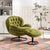 Jungle Green Velvet Upholstered Chair with Ottoman