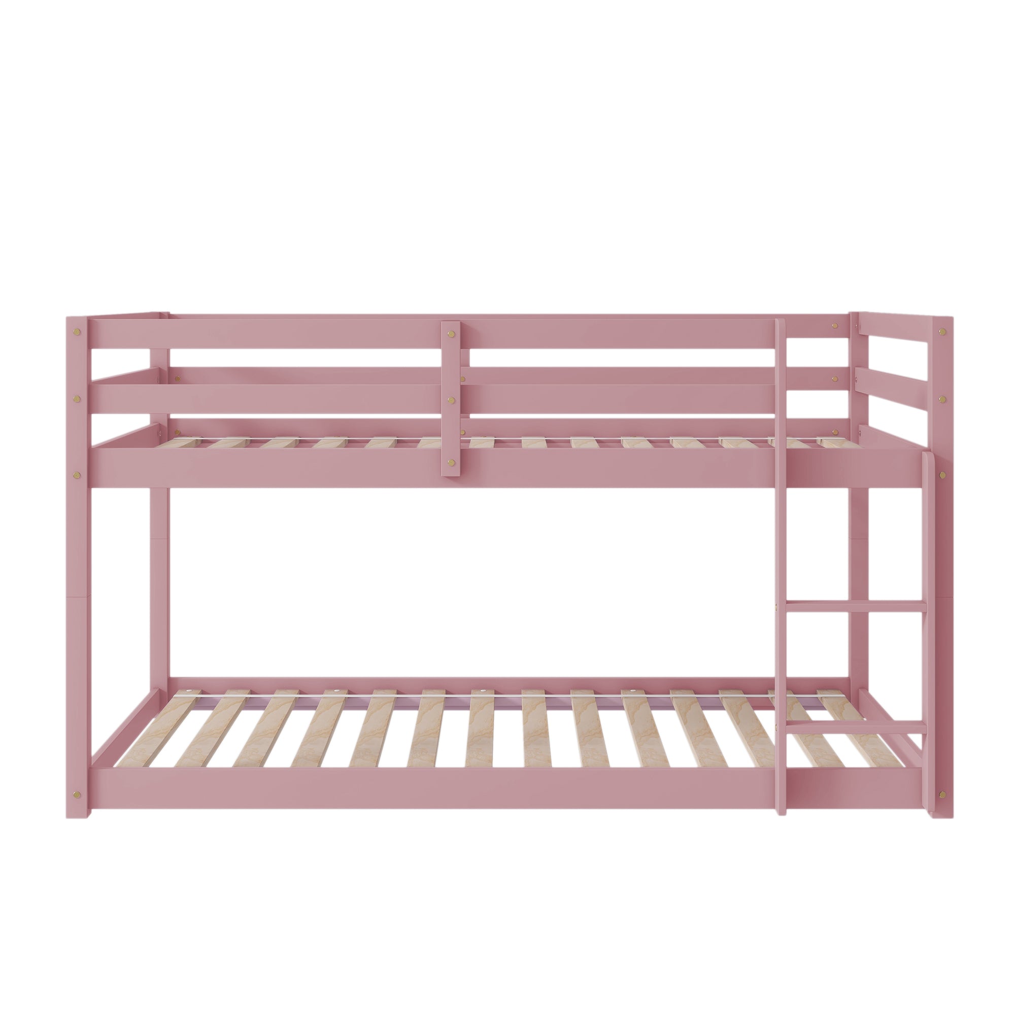 Pink Twin Over Twin Low Floor Bunk Bed