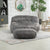 Shaggy Bean Bag Chair with Ottoman and Handle In Gray