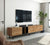 Modern TV Stand for 80 Inch TV with 3 Doors Media Console Table Large Storage Cabinet in Natural Wood