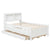 White Twin Bed with Bookcase, Trundle, and Drawers