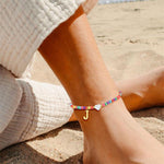 Load image into Gallery viewer, Colorful Pearl Heart Initial Anklet
