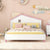 Full Size Wood Platform Bed with House-shaped Headboard In White Pink