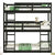 Black Triple Rubber Wood Bunk Bed with Built-In Ladders and Guardrails