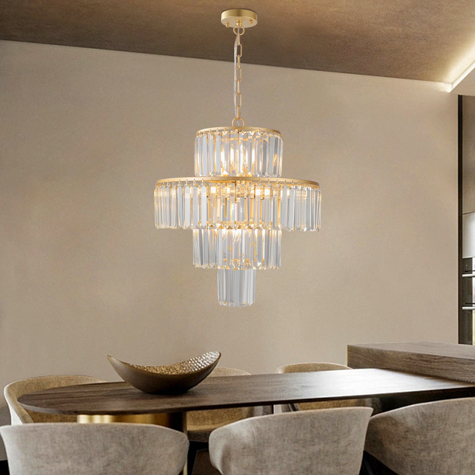 Aestin's Luxury Gold Crystal Chandelier For Living Spaces