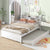 White Full Bed with Trundle and Bookcase Headboard