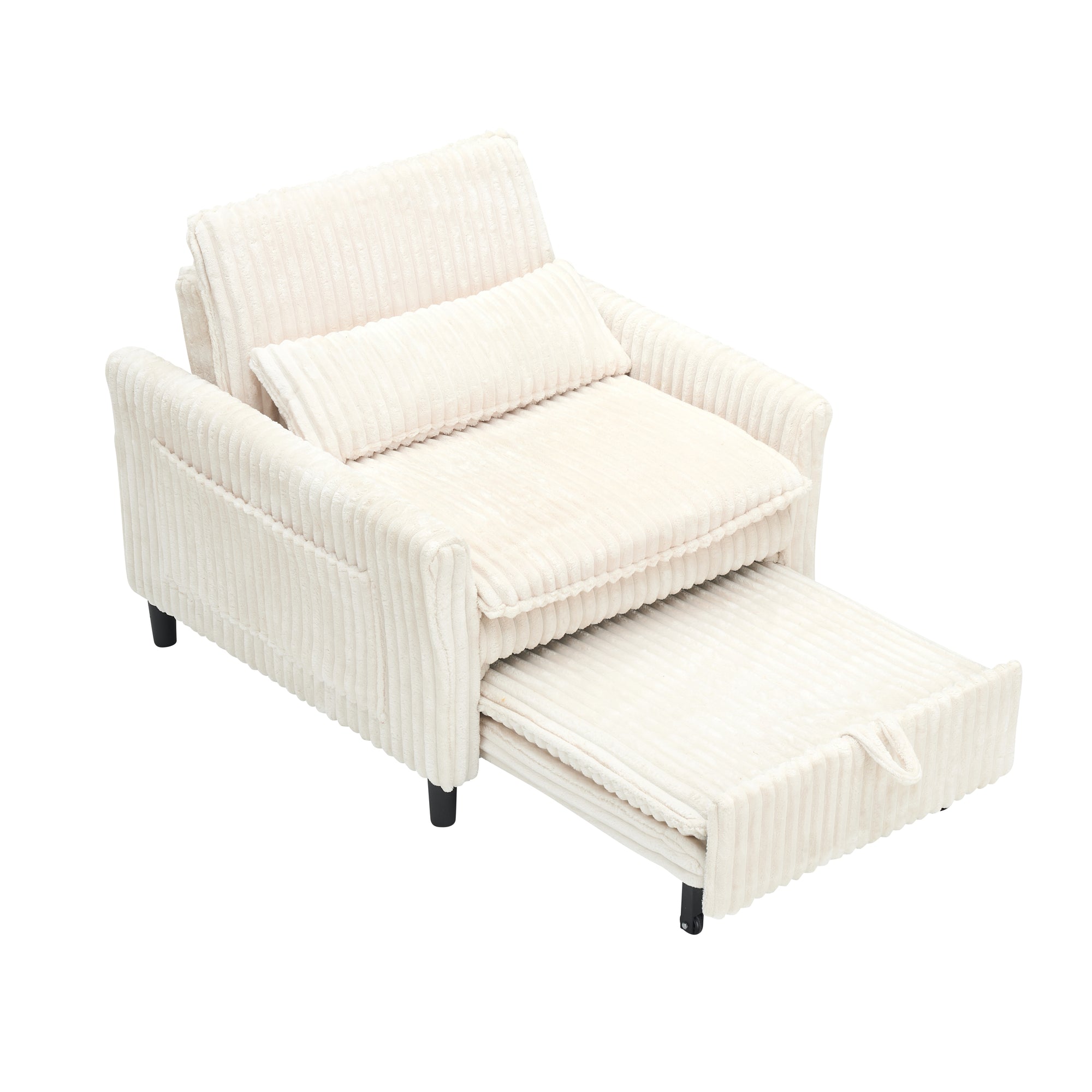 Beige Corduroy Plush Armchair