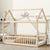 Natural Pine Frame Twin House Bed with Guardrails