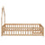 Natural Twin House-Shaped Headboard Toddler Floor Bed with Fence