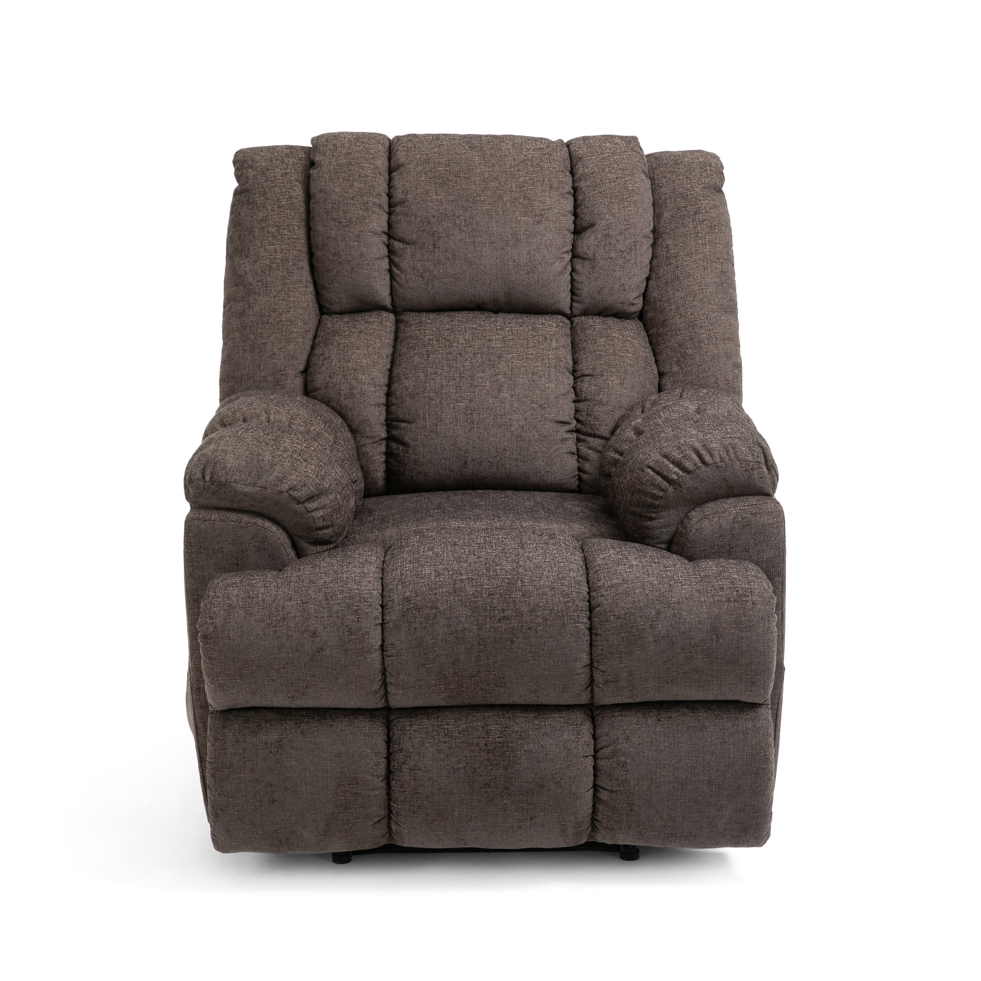 Power Recliner With Lumbar Heat & Massage Power In Brown Fabric