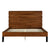 Mid-Century Modern Queen Bed with Six-Piece Solid Pinewood Headboard in Brown