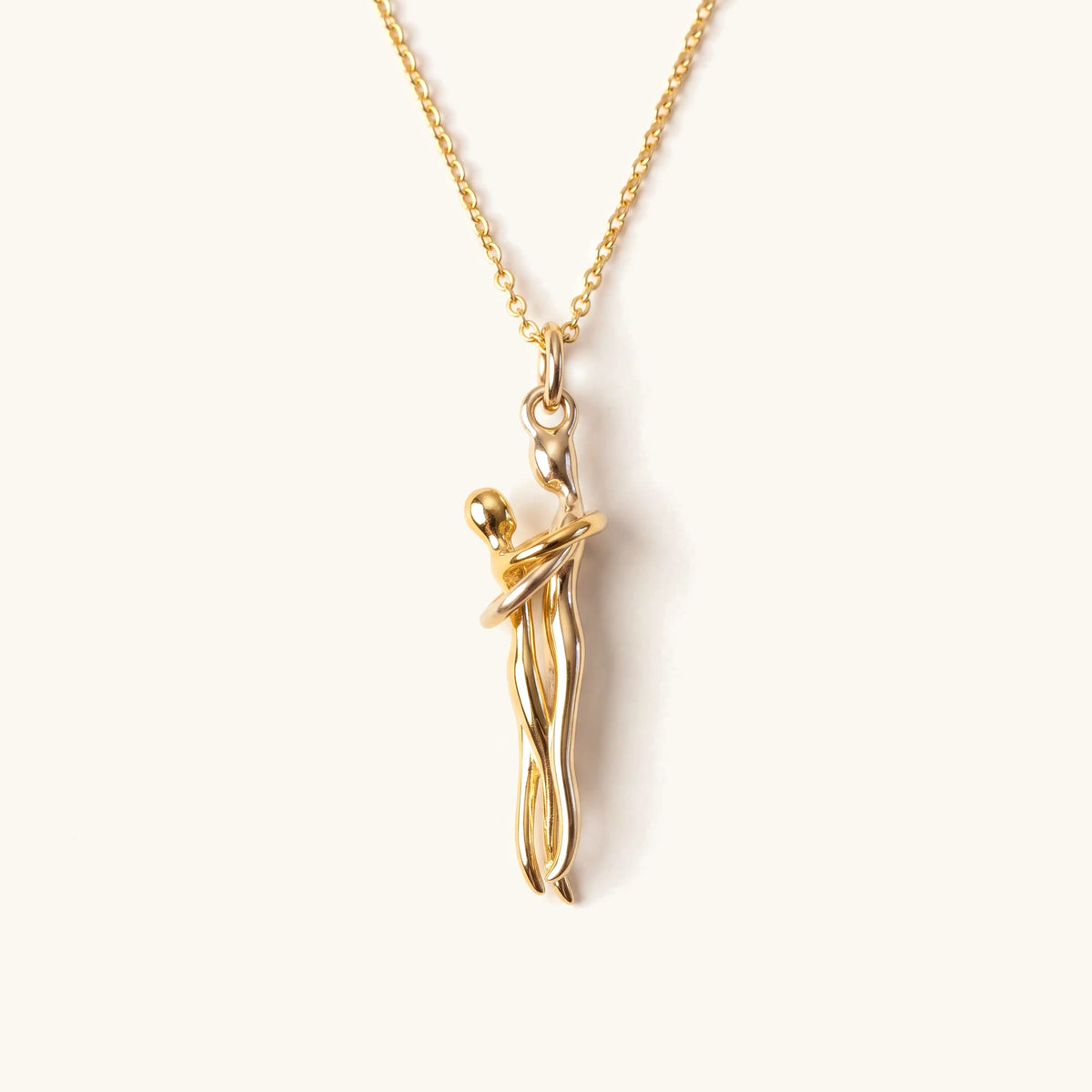 Love Hug Pendant Couple Embrace Necklace in gold