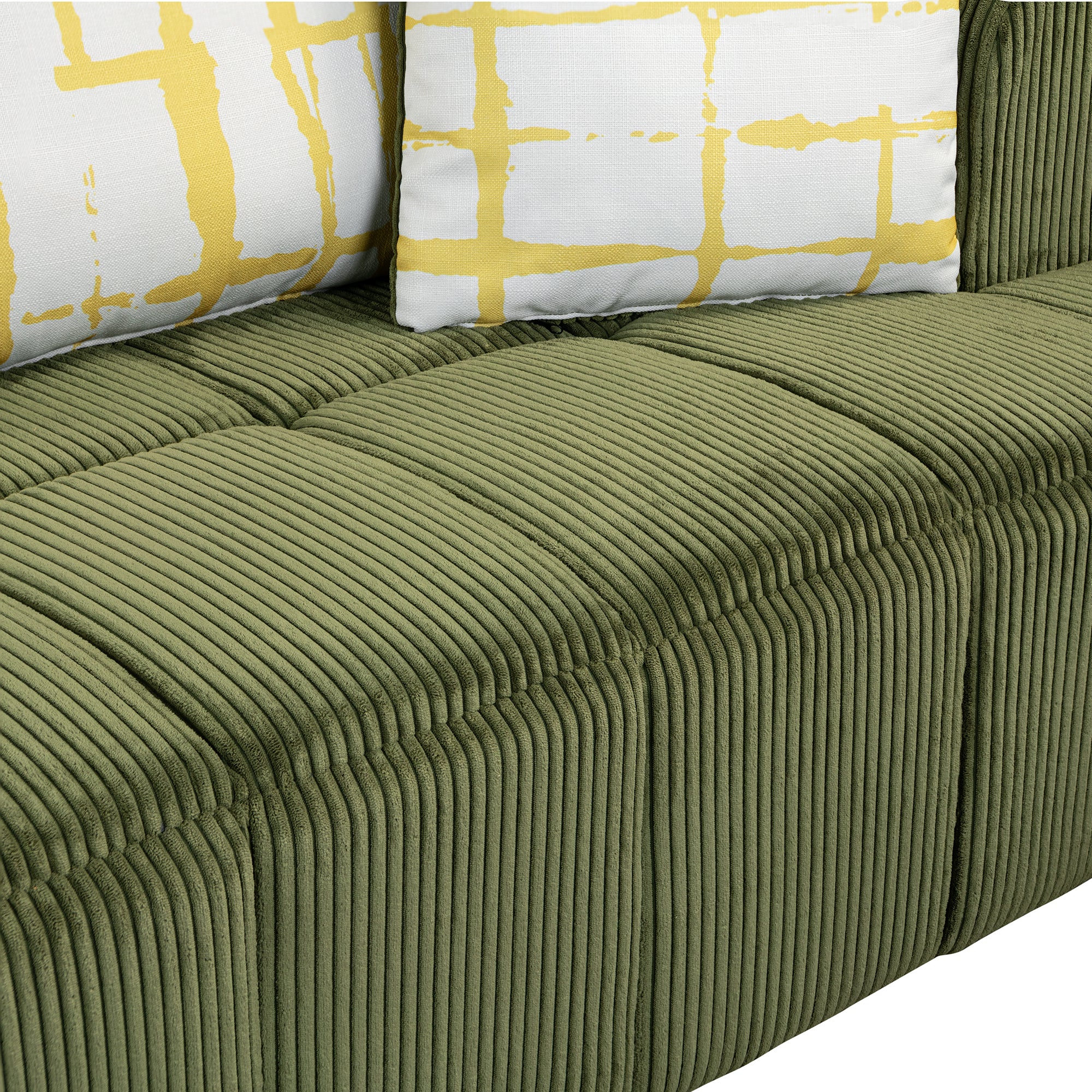 Accra 2-Seat Minimal Corduroy Sofa in Green