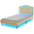 Twin Bed Frame with Adjustable LED Lights and Beige Velvet Upholstery