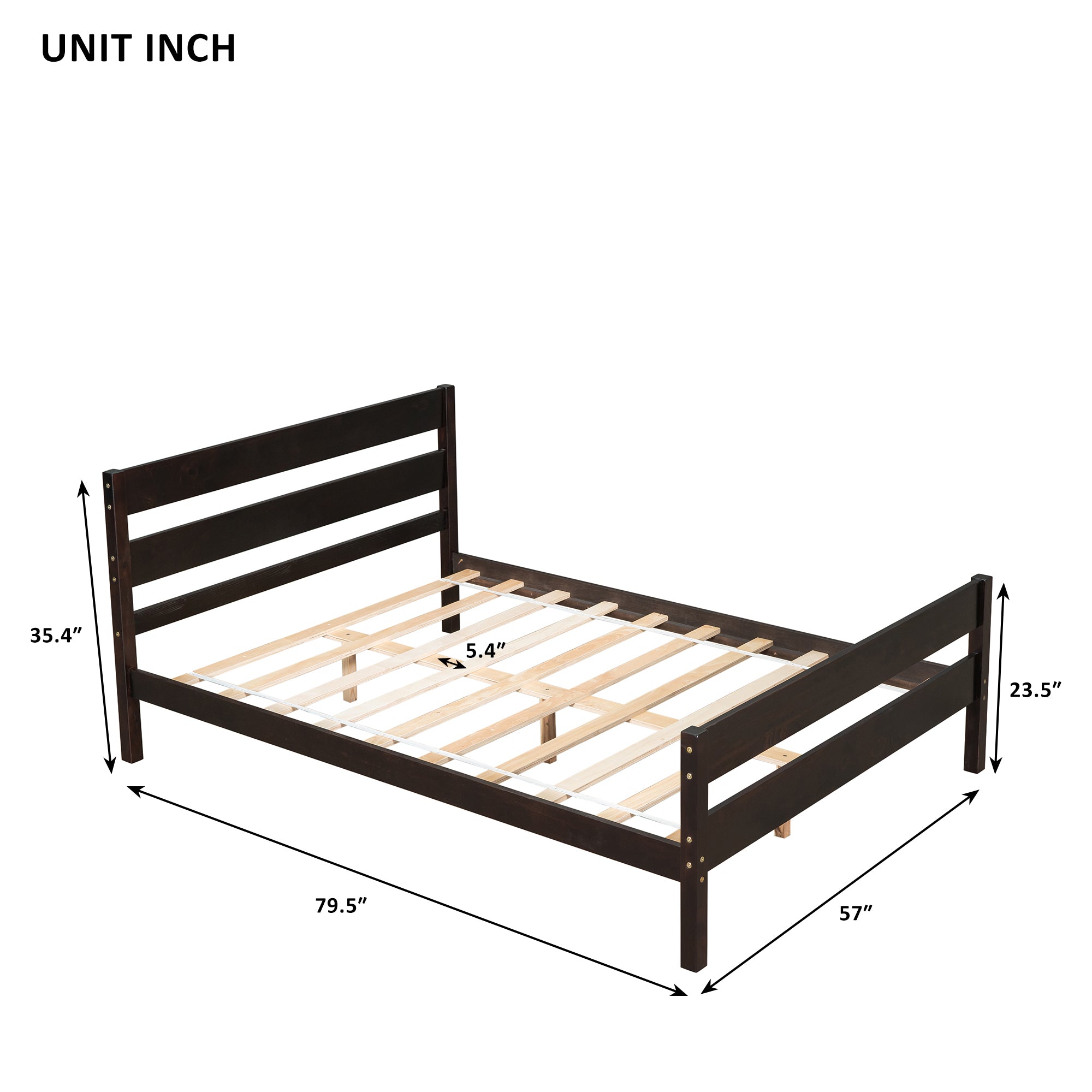 Full Bed with Headboard and Footboard in Espresso