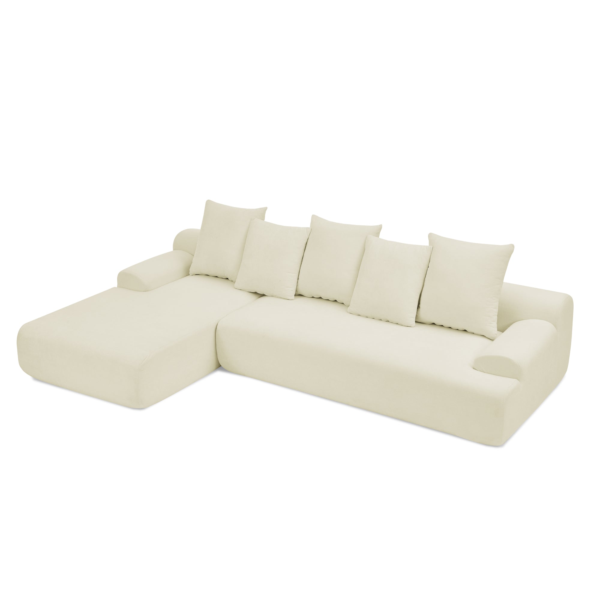 Durban 4-Seat Velvet Modular Sofa in Beige