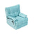 Cyan Velvet Convertible Recliner Sofa Chair With Phone Holder