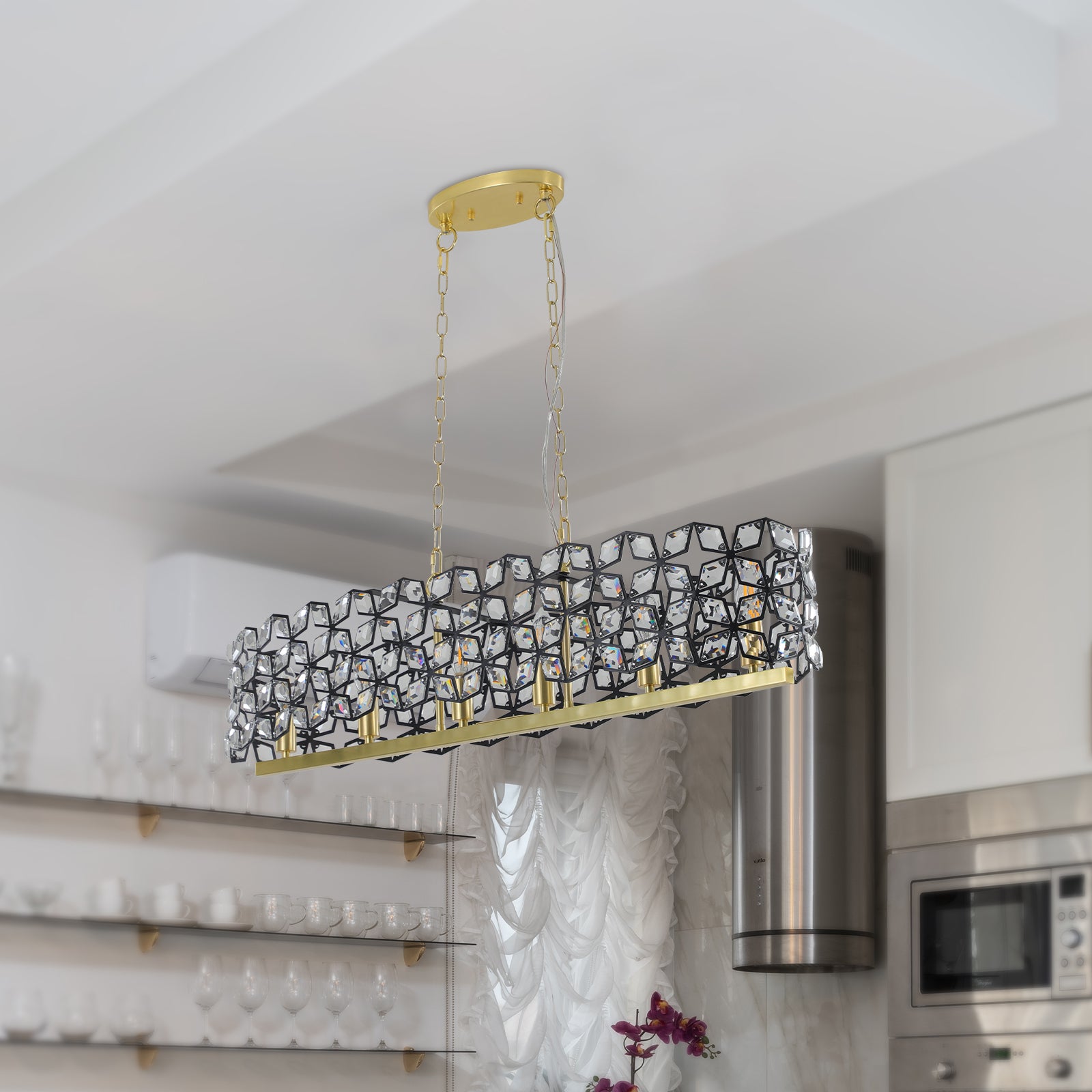 Aestin's Modern Champagne Gold Crystal Ceiling Chandelier