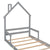 Gray Twin House-Shaped Toddler Floor Bed with Handrails and Slats