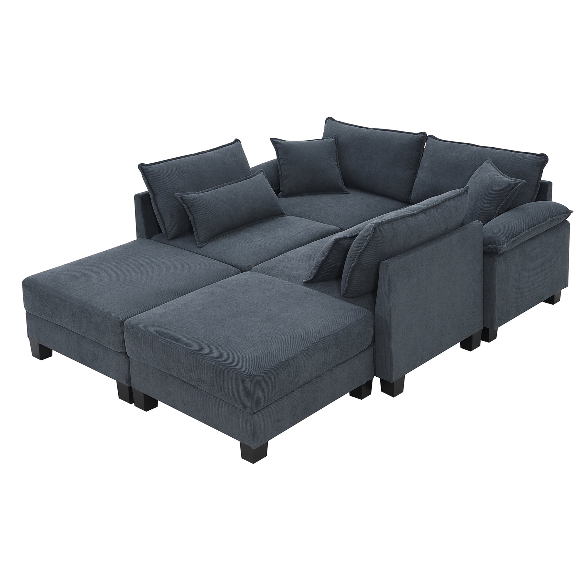 Oslo Modular U-Shaped Corduroy Sofa in Gray