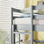 Gray Triple Rubber Wood Bunk Bed with Built-in Ladders and Guardrails