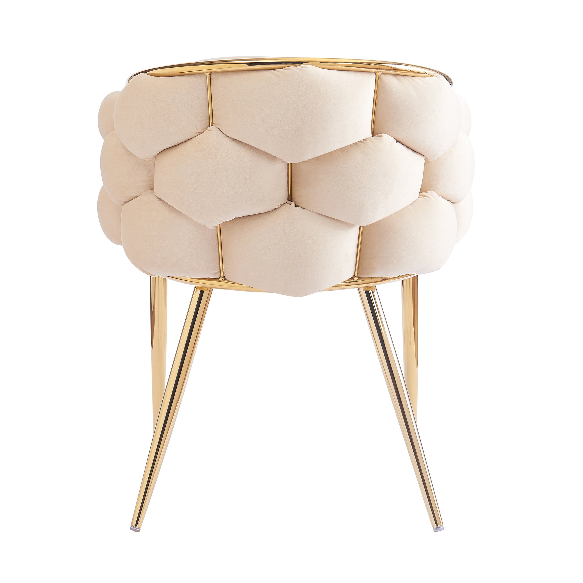 Luxury Beige Velvet Accent Chair with Gold Legs