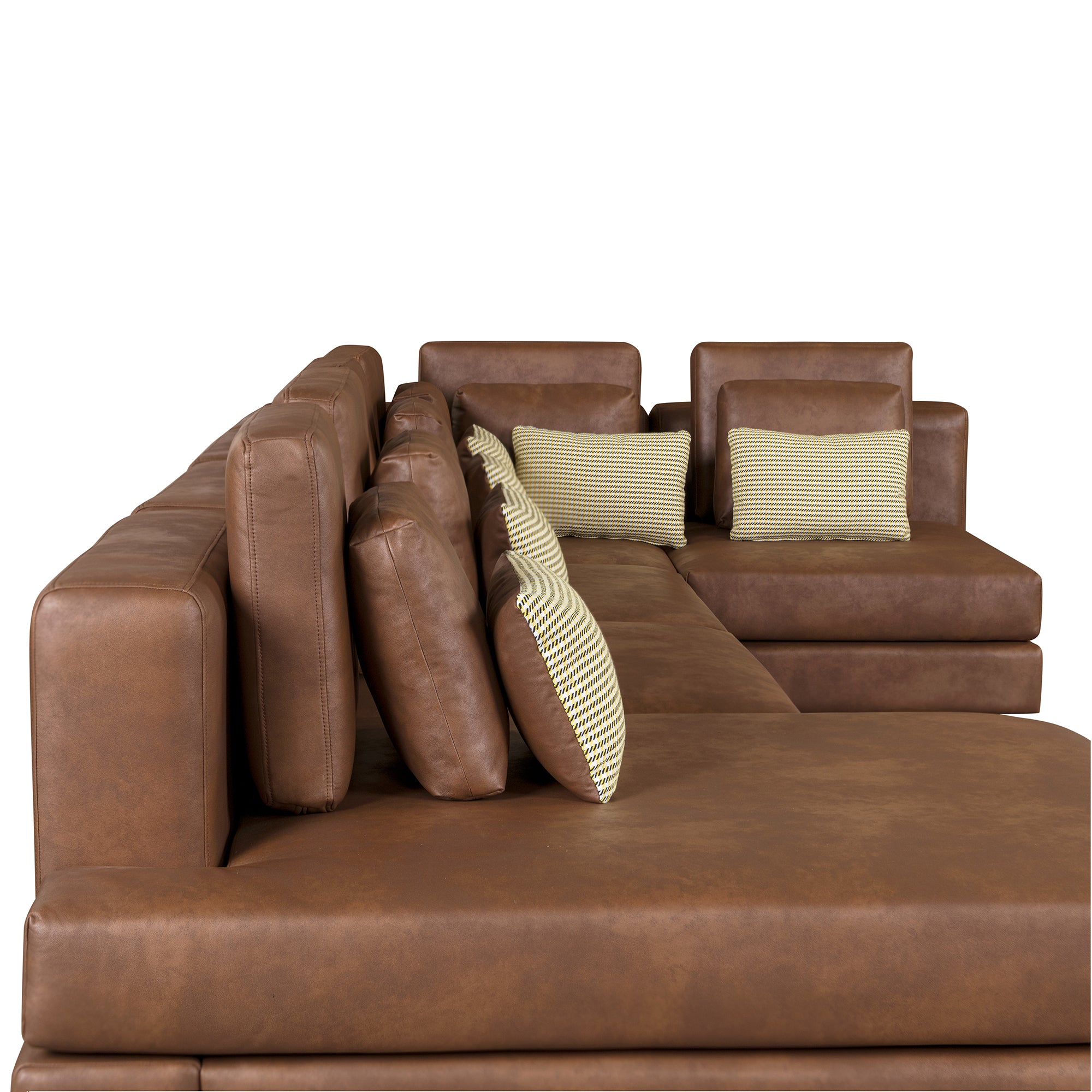 Casablanca Modular Sectional Sofa with Movable Ottoman in Brown Palomino