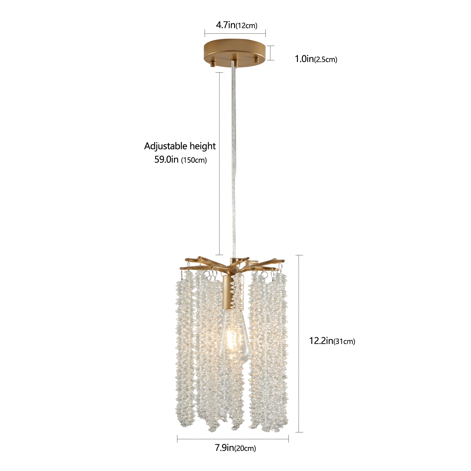 Aestin's Elegant Gold Finish Chandeliers with Waterfall Bead Design