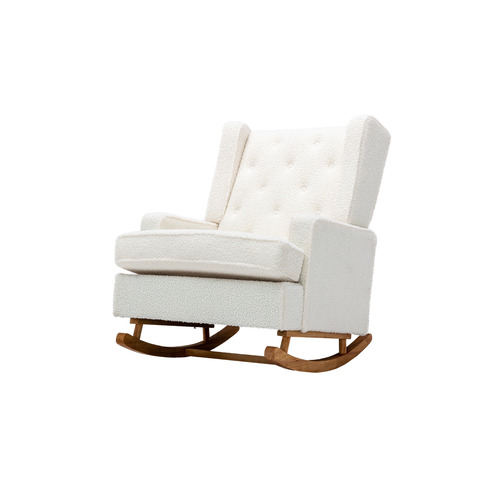 Mid-Century Modern White Teddy Rocking Chair