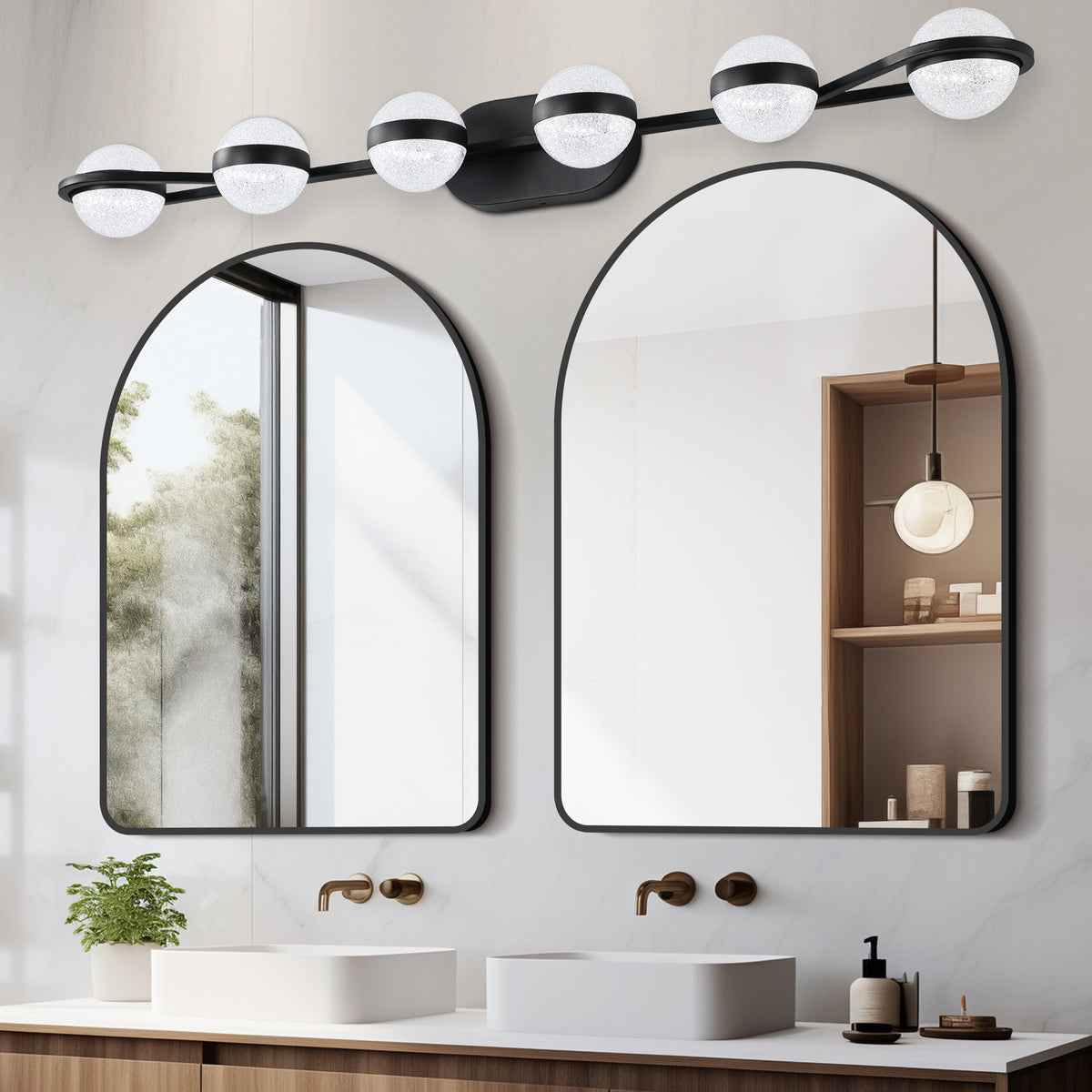 Aestin&#39;s Modern Black 6-Light Vanity Lighting Fixture