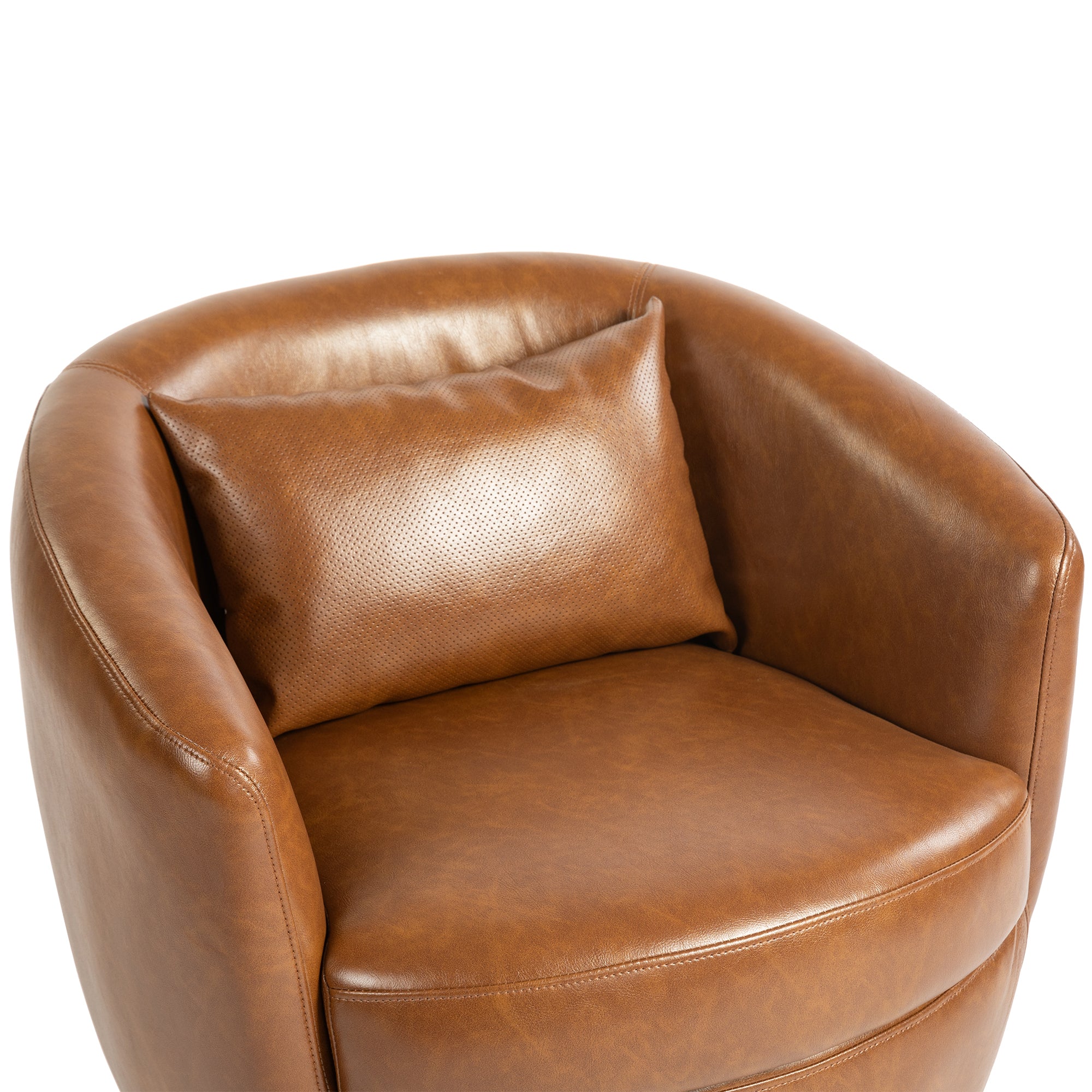 Light Brown Upholstered Accent Swivel Chair