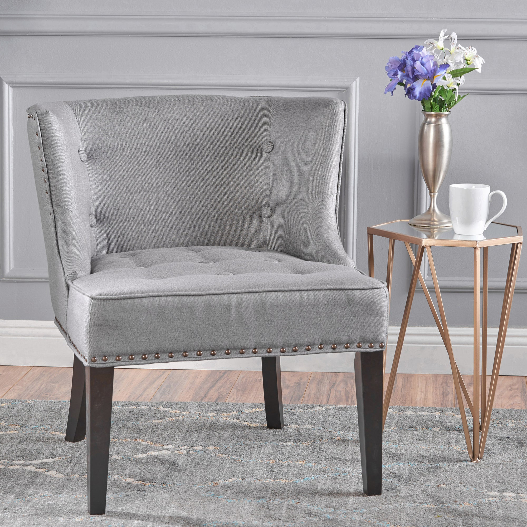 Occasional Accent Chair In Gray Fabric