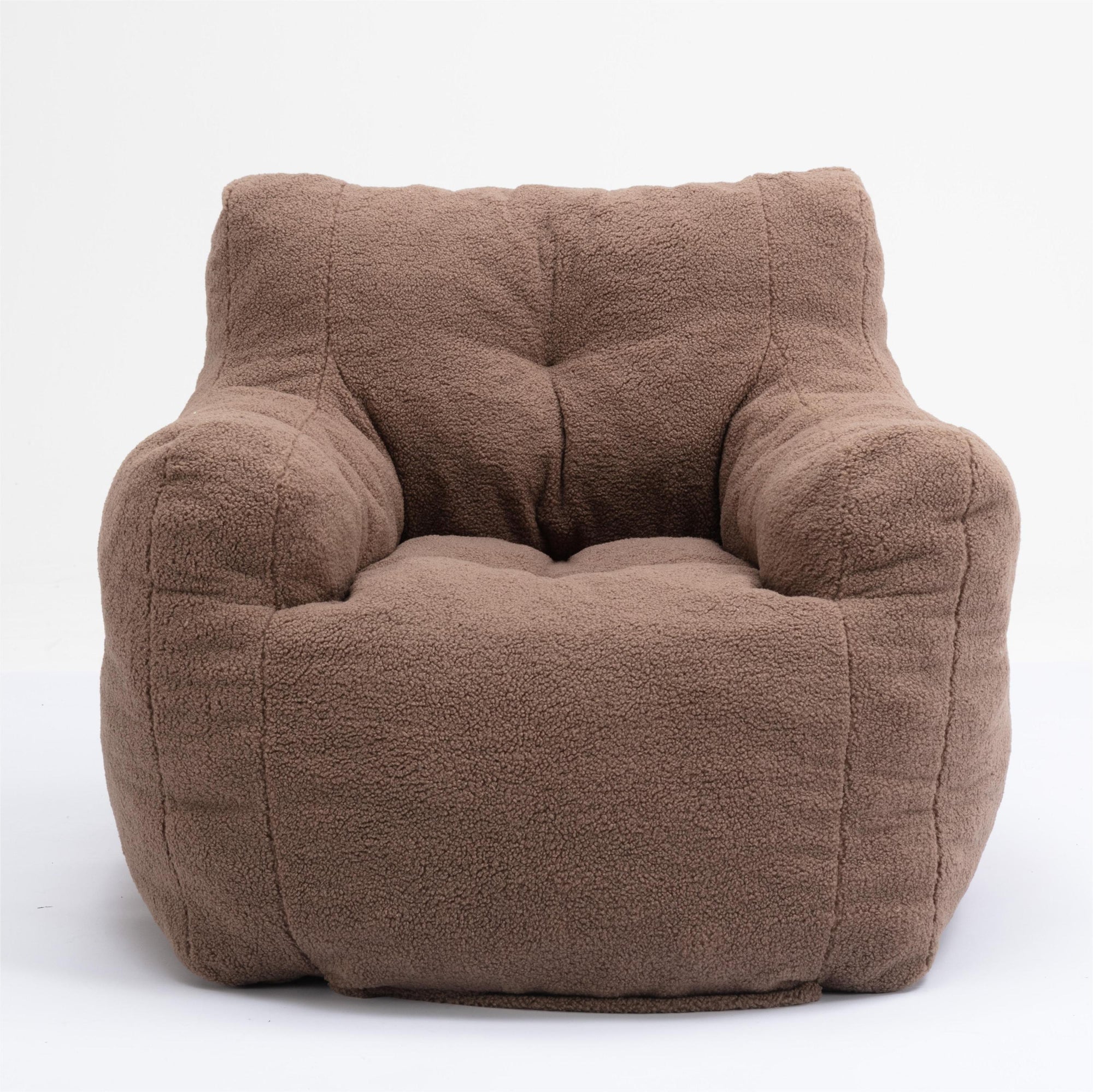 Soft Teddy Tufted Bean Bag Chair in Coffee