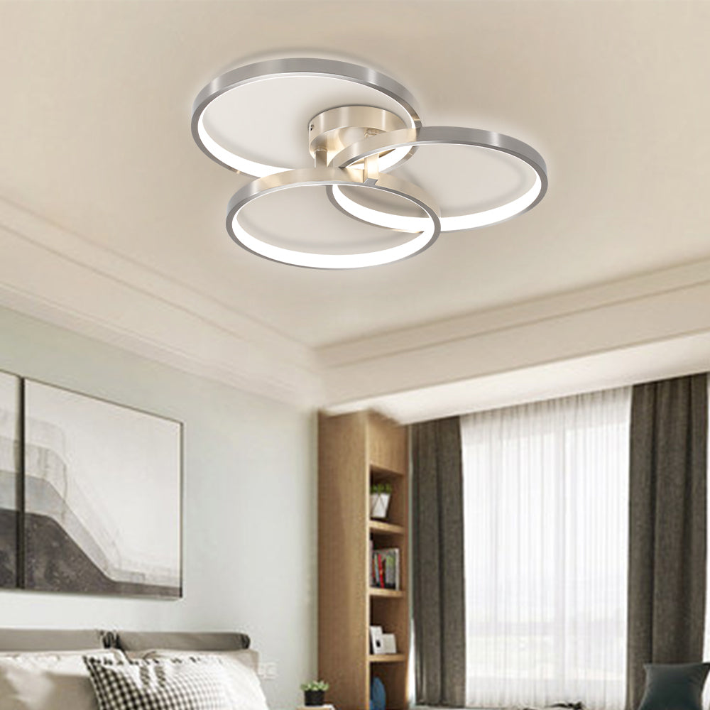 Three-Ring Contemporary Semi-Flush Mount Ceiling Lamp