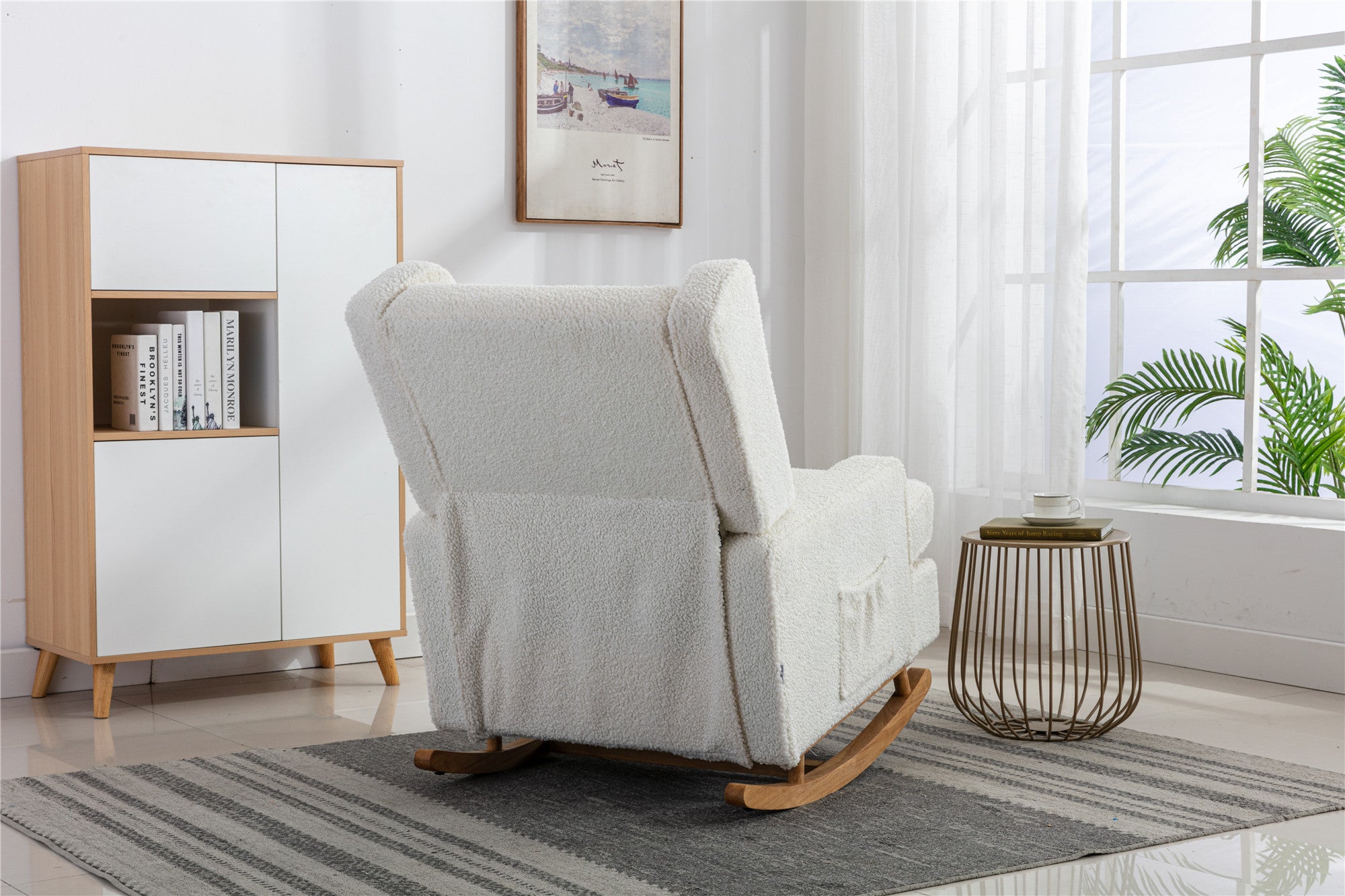 Mid-Century Modern White Teddy Rocking Chair