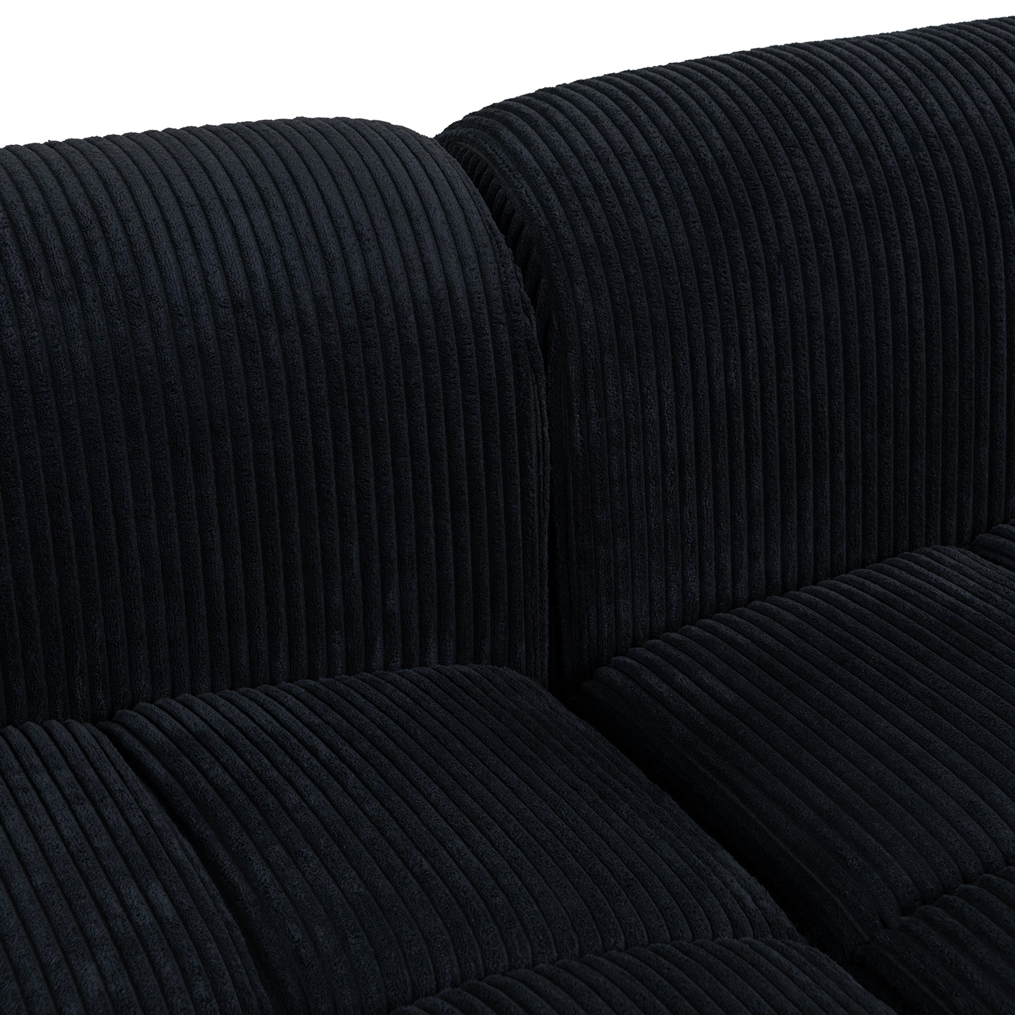 Accra 2-Seat Minimal Corduroy Sofa in Black