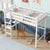 White Twin High Loft Bed For Kids with Built-in Desk in Rubber Wood Construction