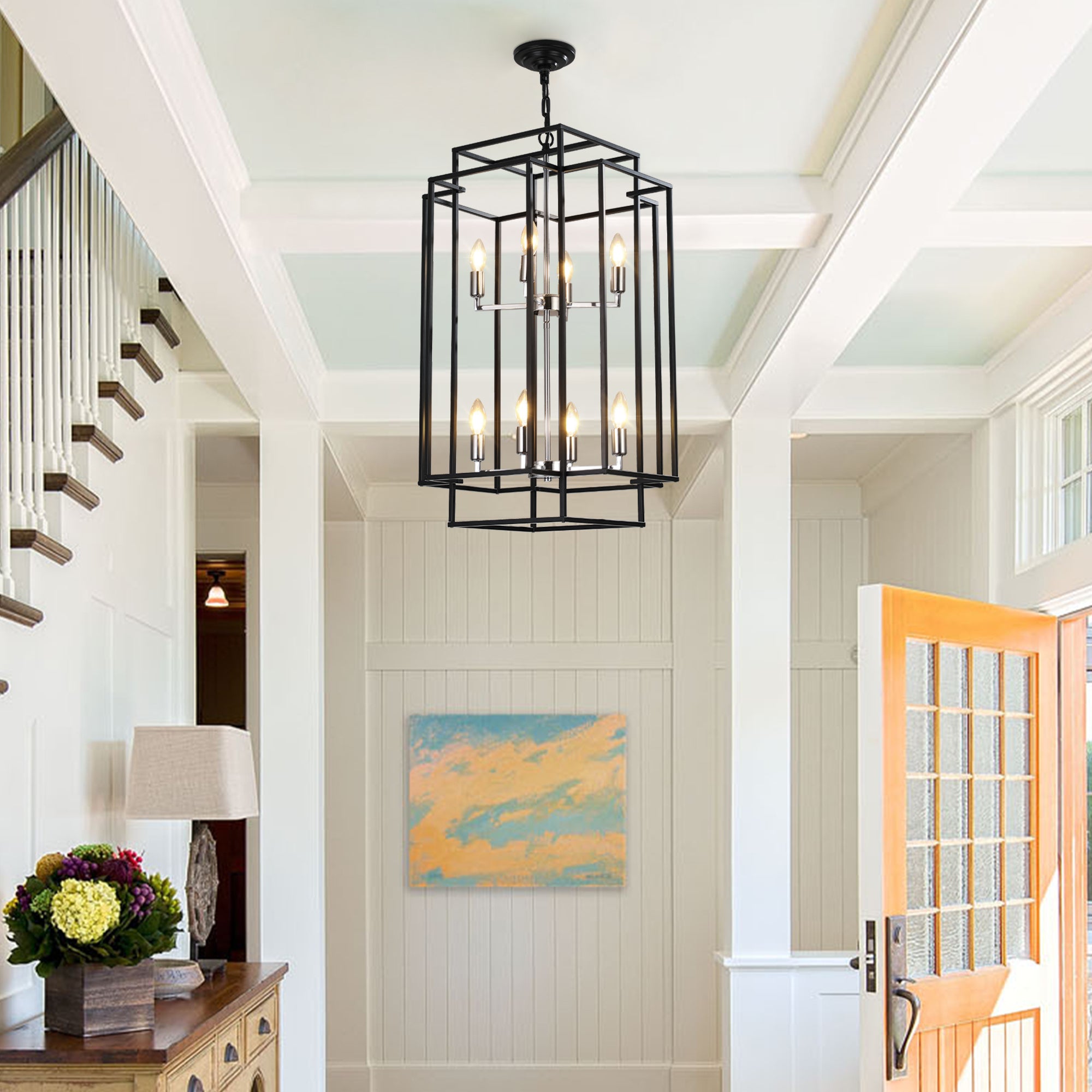 Aestin's Rustic Farmhouse Chrome Pendant Chandelier